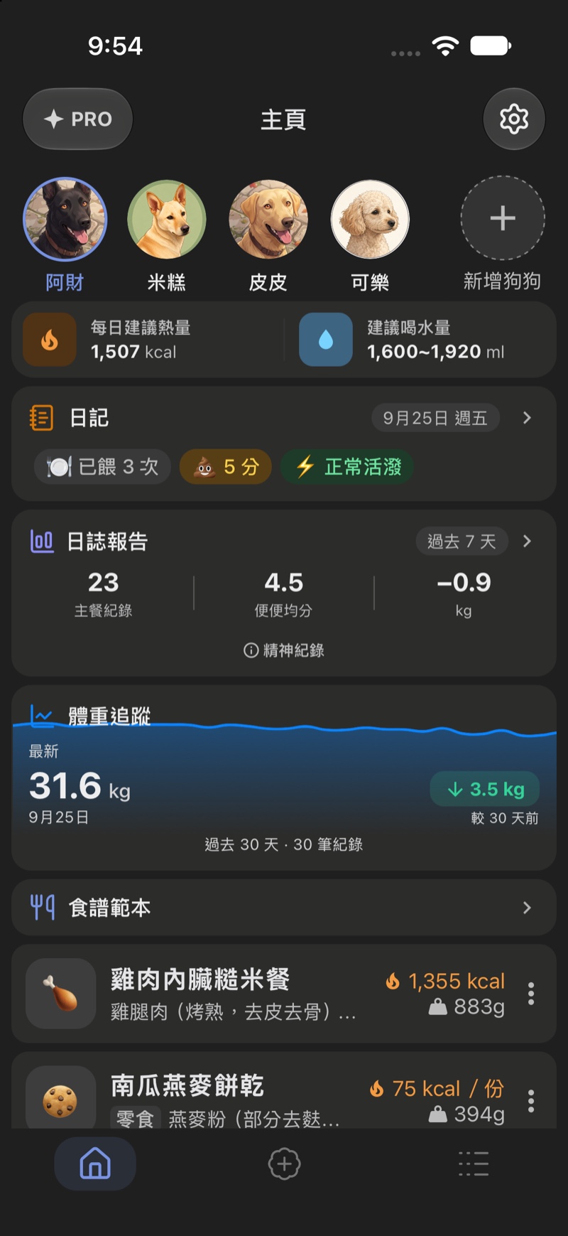 PupNutrition 主頁畫面截圖